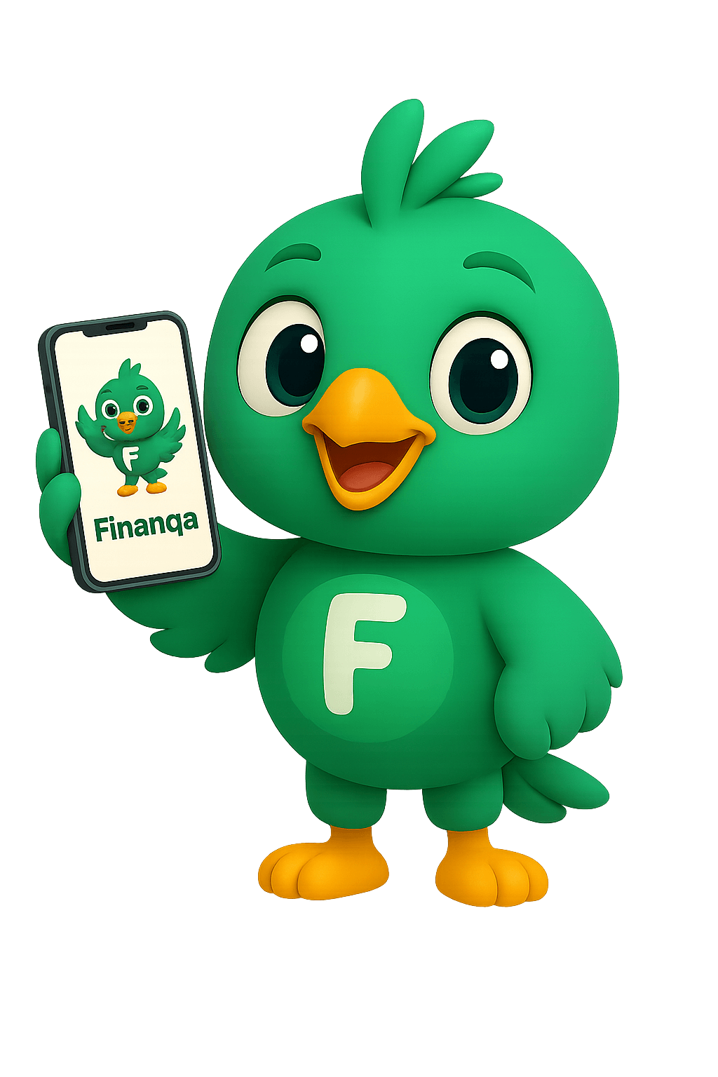 Finanqa maskotu telefonu tutuyor